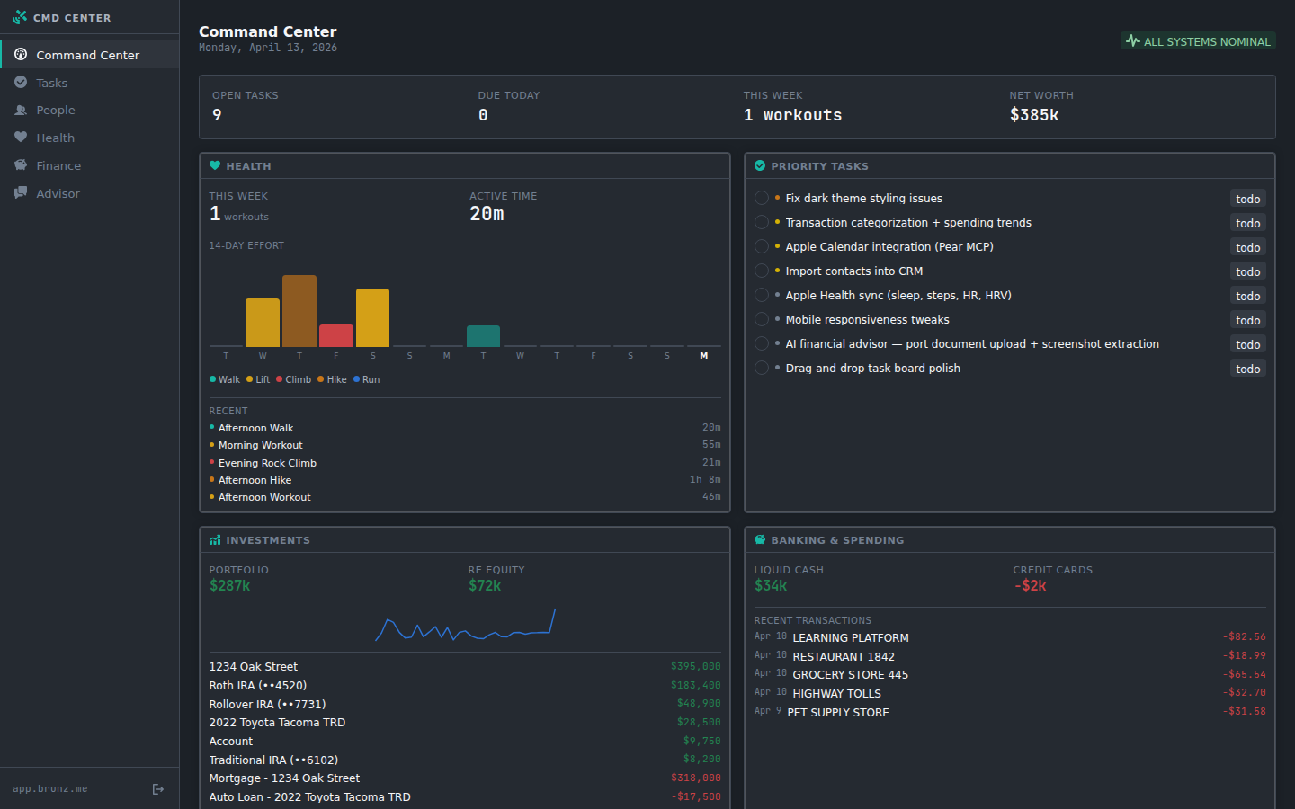 Command Center Home